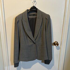 Iris Setlakwe Grey Wool-Blend Blazer w/ Knit Cuffs (Size 12)